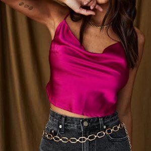 Palm Canyon Fuchsia Satin Top